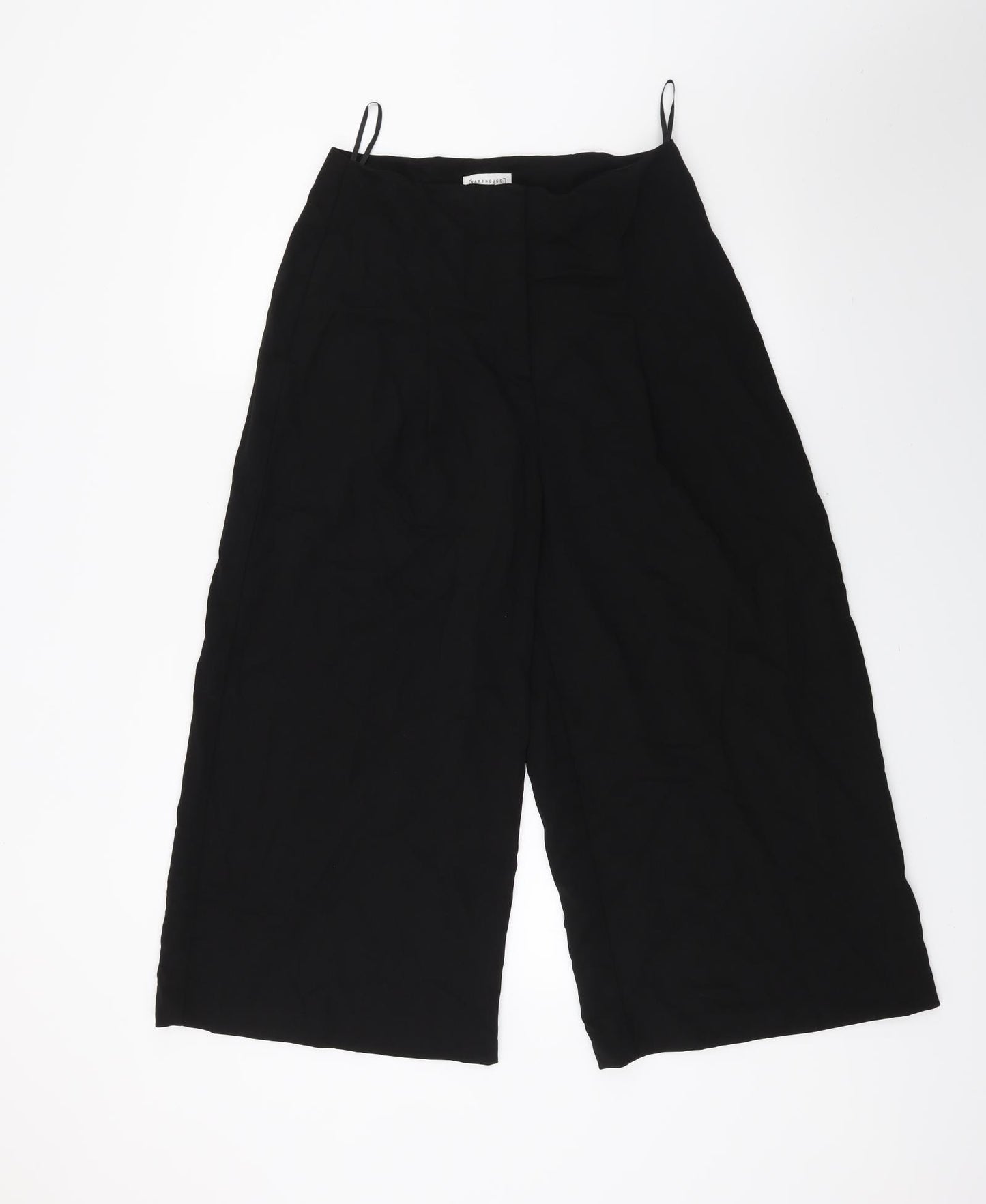 Warehouse Womens Black   Cropped Trousers Size 10 L20 in