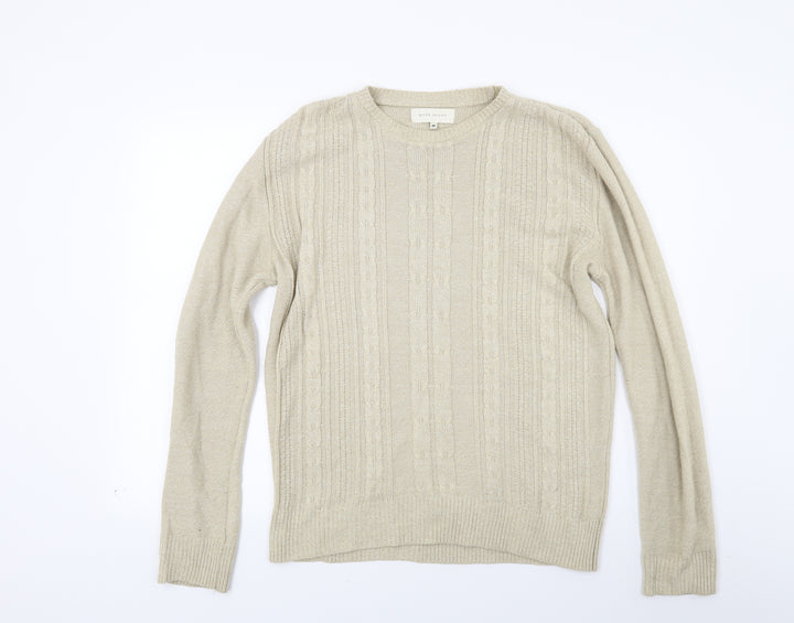 River Island Mens Beige  Knit Pullover Jumper Size M