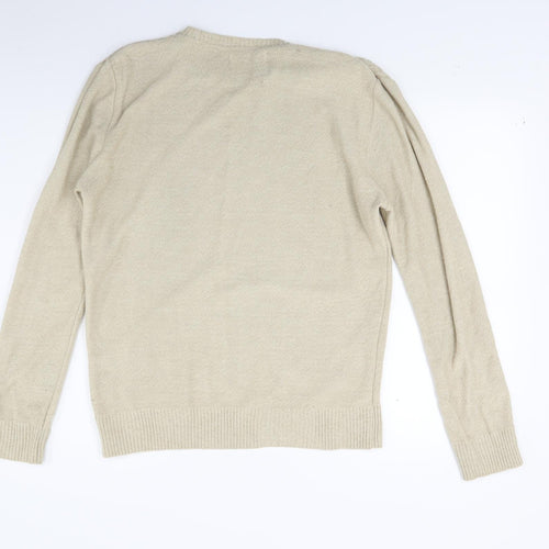 River Island Mens Beige  Knit Pullover Jumper Size M