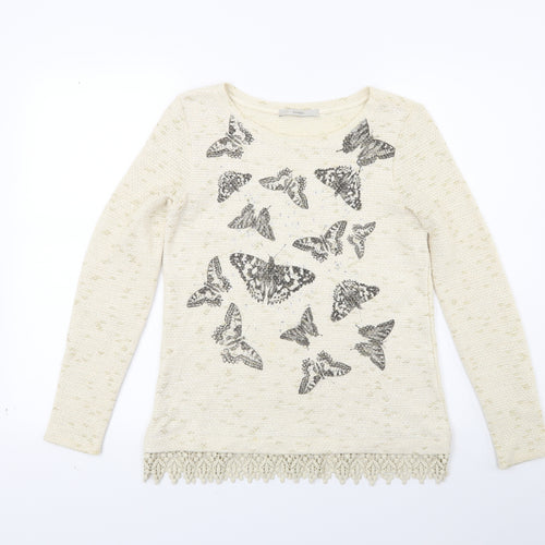 George Womens Beige  Knit Tunic Jumper Size 8  - BUTTERFLIES