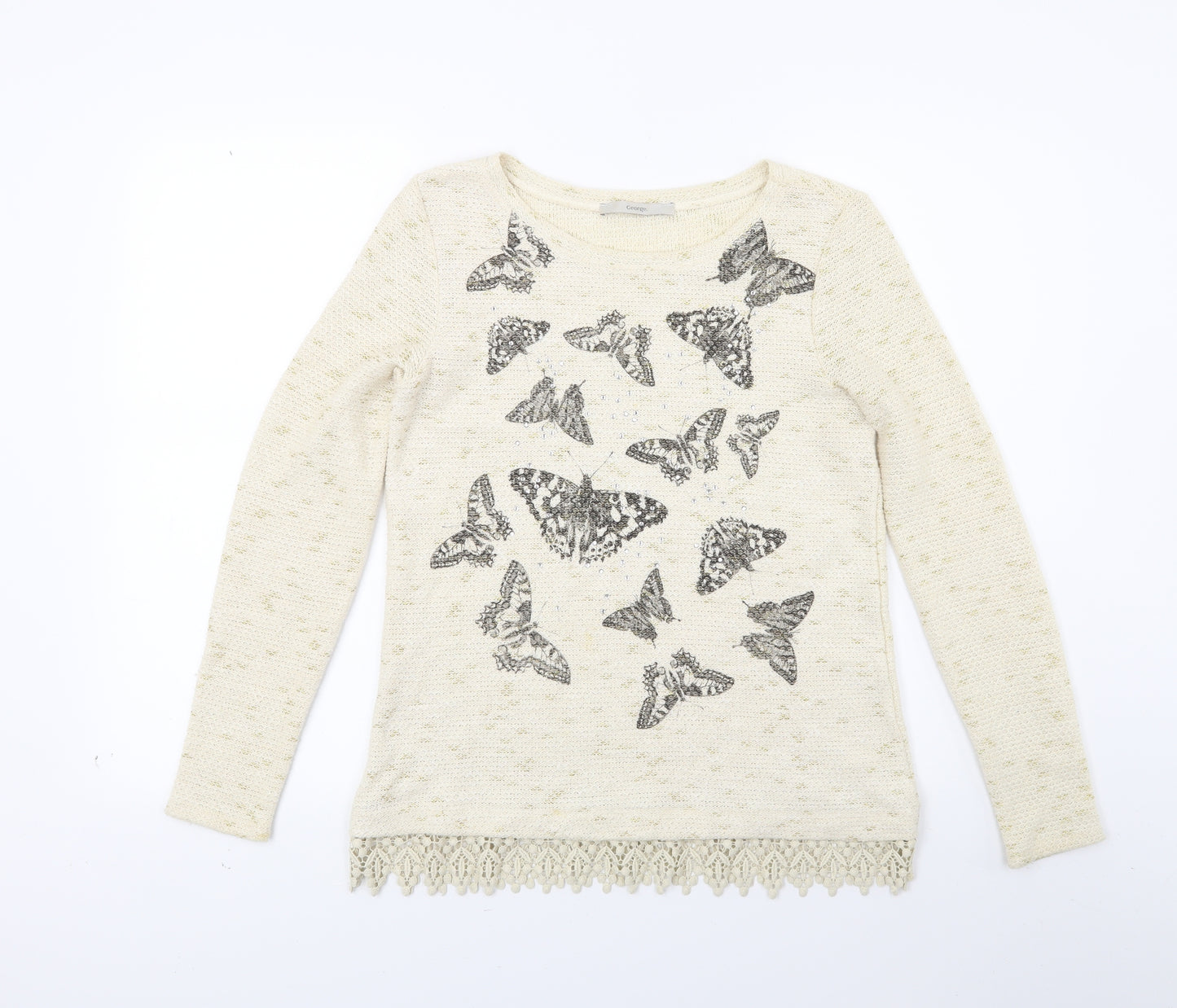 George Womens Beige  Knit Tunic Jumper Size 8  - BUTTERFLIES