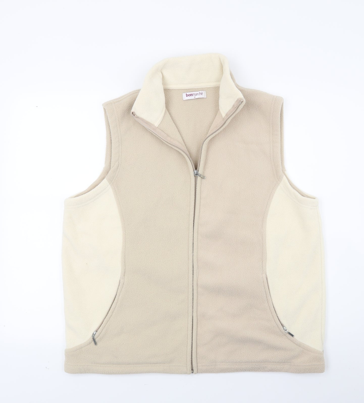 Bonmarché Womens Beige  Fleece Gilet Coat Size M