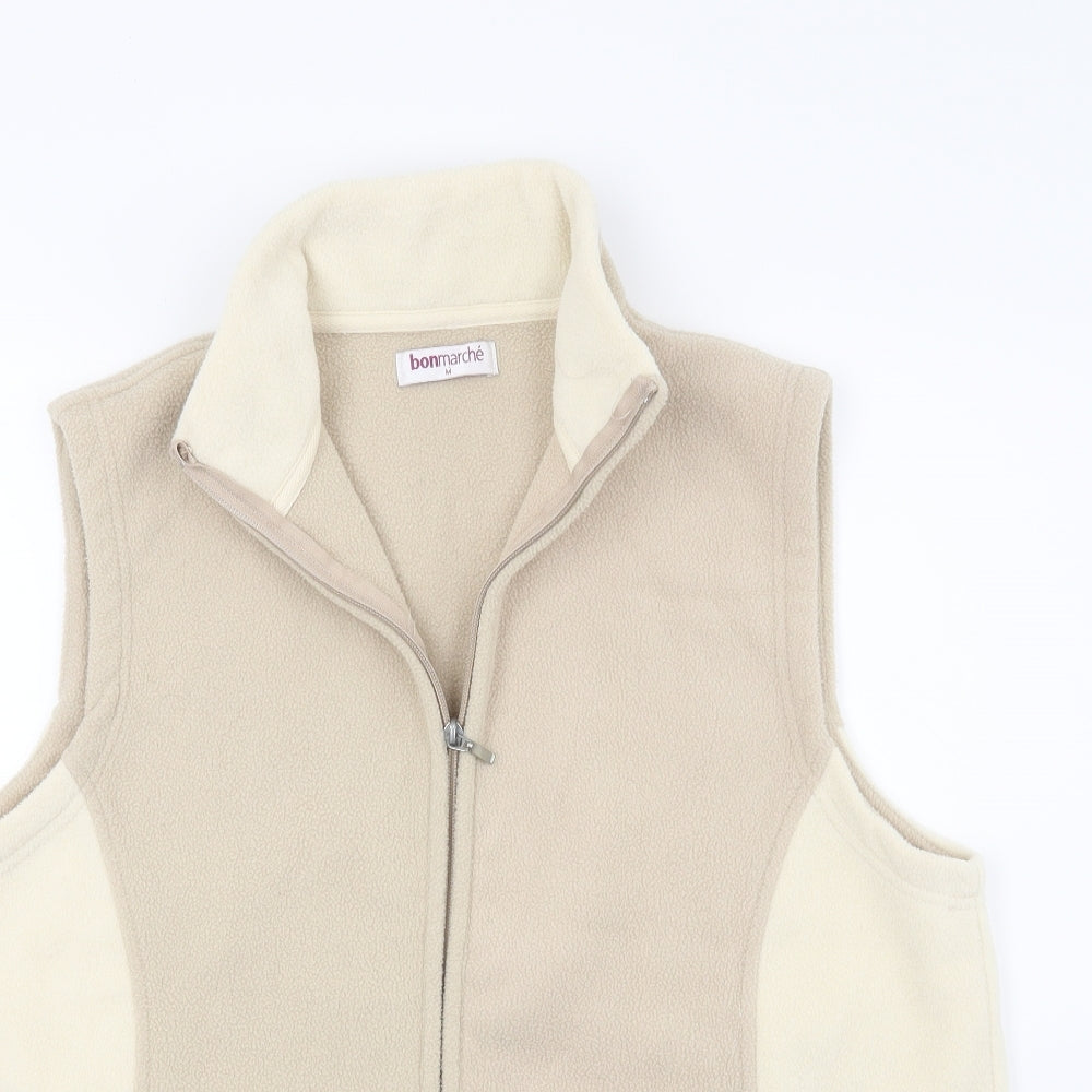 Bonmarché Womens Beige  Fleece Gilet Coat Size M