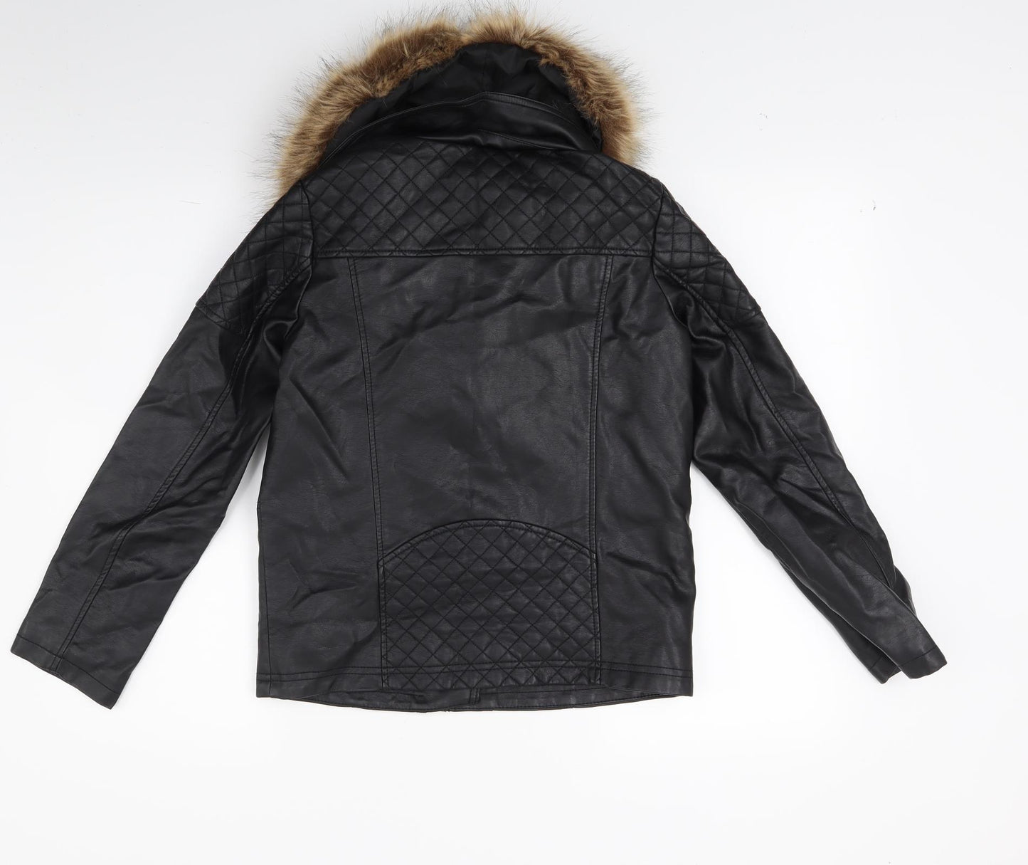 Young Dimension Girls Black   Biker Coat Size 11-12 Years