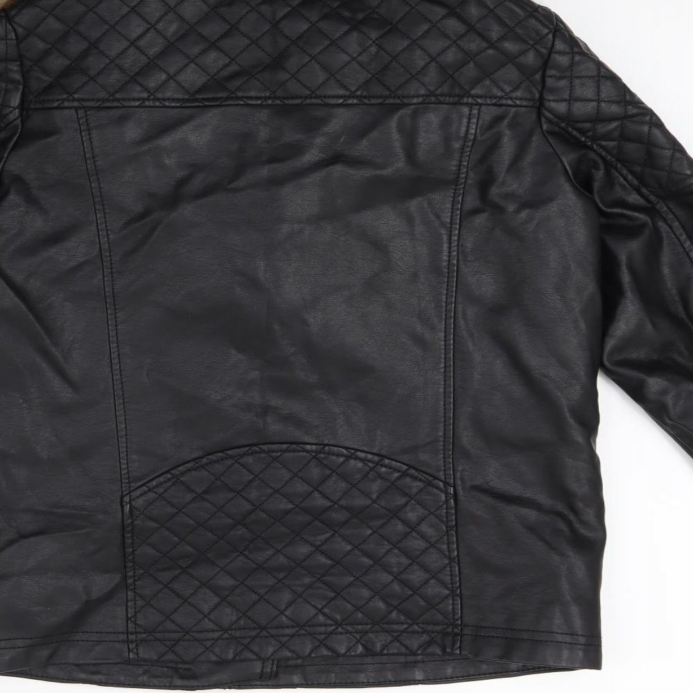 Young Dimension Girls Black   Biker Coat Size 11-12 Years
