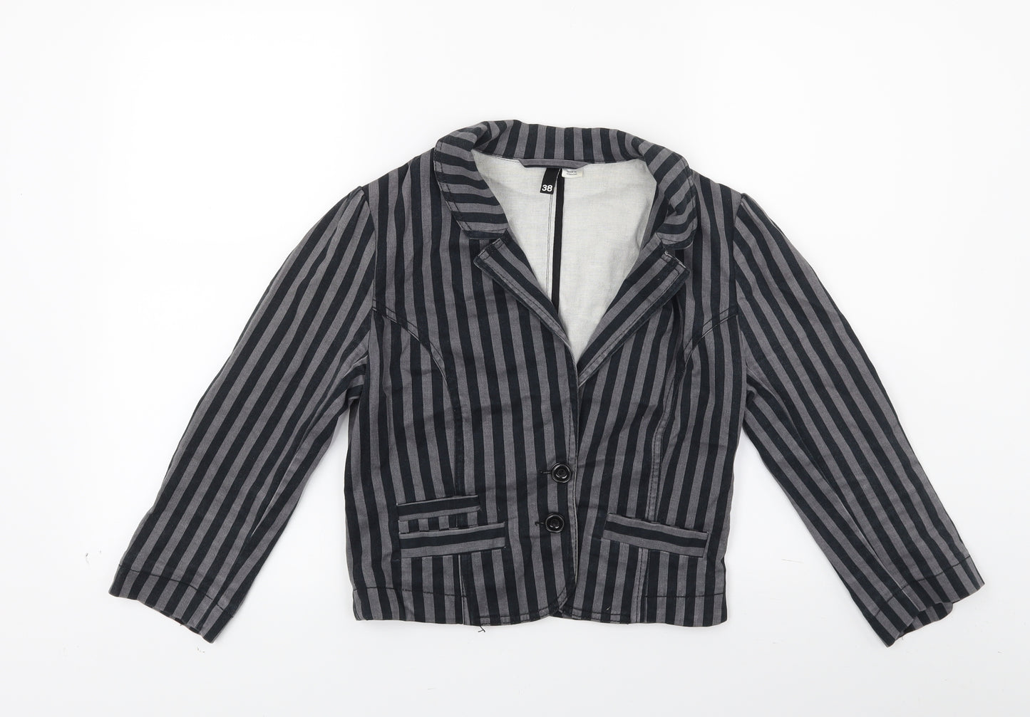 Divided Womens Grey Striped  Jacket Coat Size 10