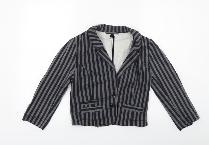 Divided Womens Grey Striped  Jacket Coat Size 10