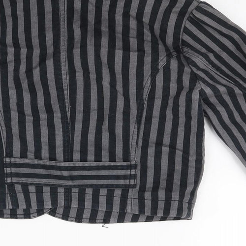 Divided Womens Grey Striped  Jacket Coat Size 10