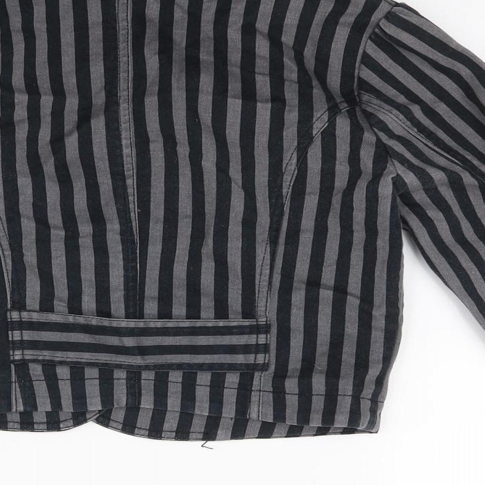 Divided Womens Grey Striped  Jacket Coat Size 10