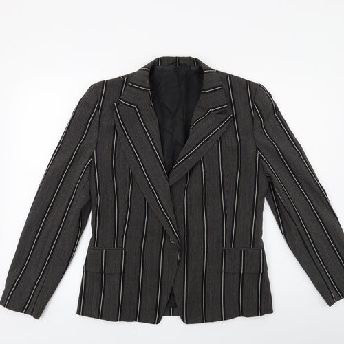 Betty Barclay Womens Grey Striped  Jacket Blazer Size 12