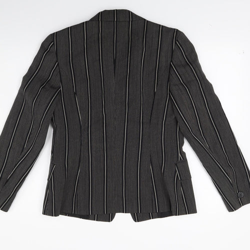 Betty Barclay Womens Grey Striped  Jacket Blazer Size 12