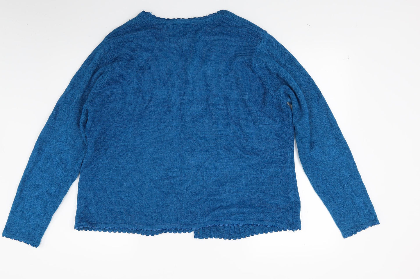 BM Womens Blue Floral Knit Cardigan Jumper Size L