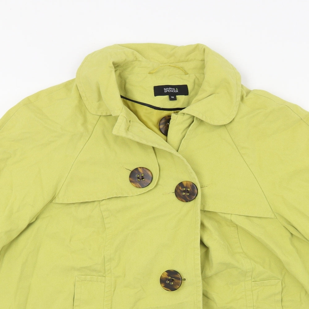 Marks and Spencer Womens Green  Rayon Pea Coat Coat Size 18