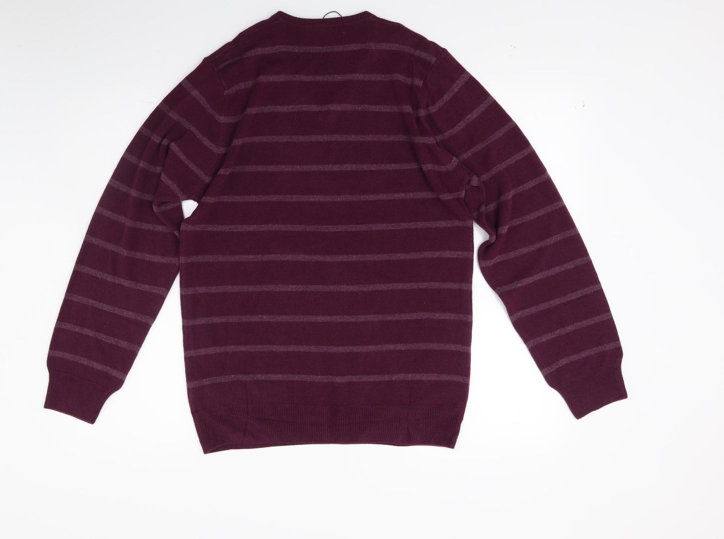 Marks and Spencer Mens Purple Striped Knit Pullover Jumper Size S