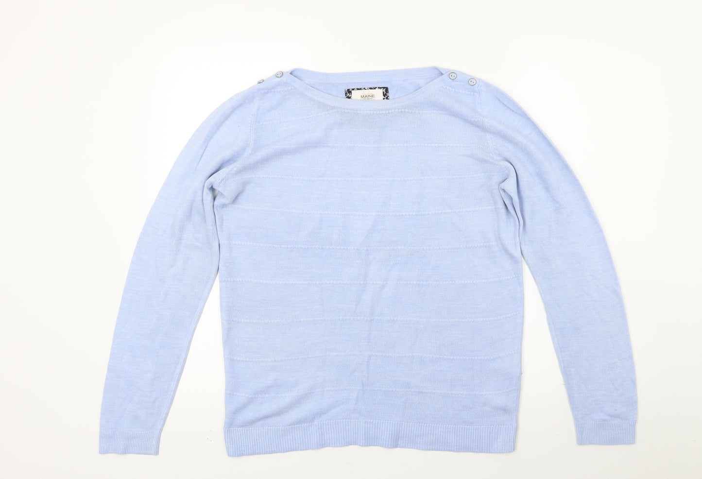 Maine Womens Blue  Knit Pullover Jumper Size 10