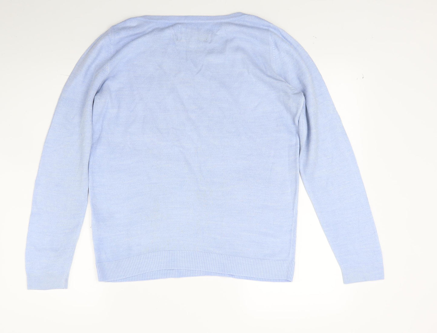 Maine Womens Blue  Knit Pullover Jumper Size 10