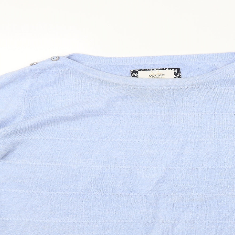 Maine Womens Blue  Knit Pullover Jumper Size 10