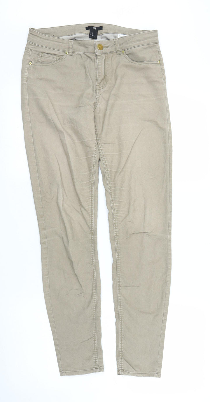 H&M Womens Beige Denim Skinny Jeans Size 8 L28 in