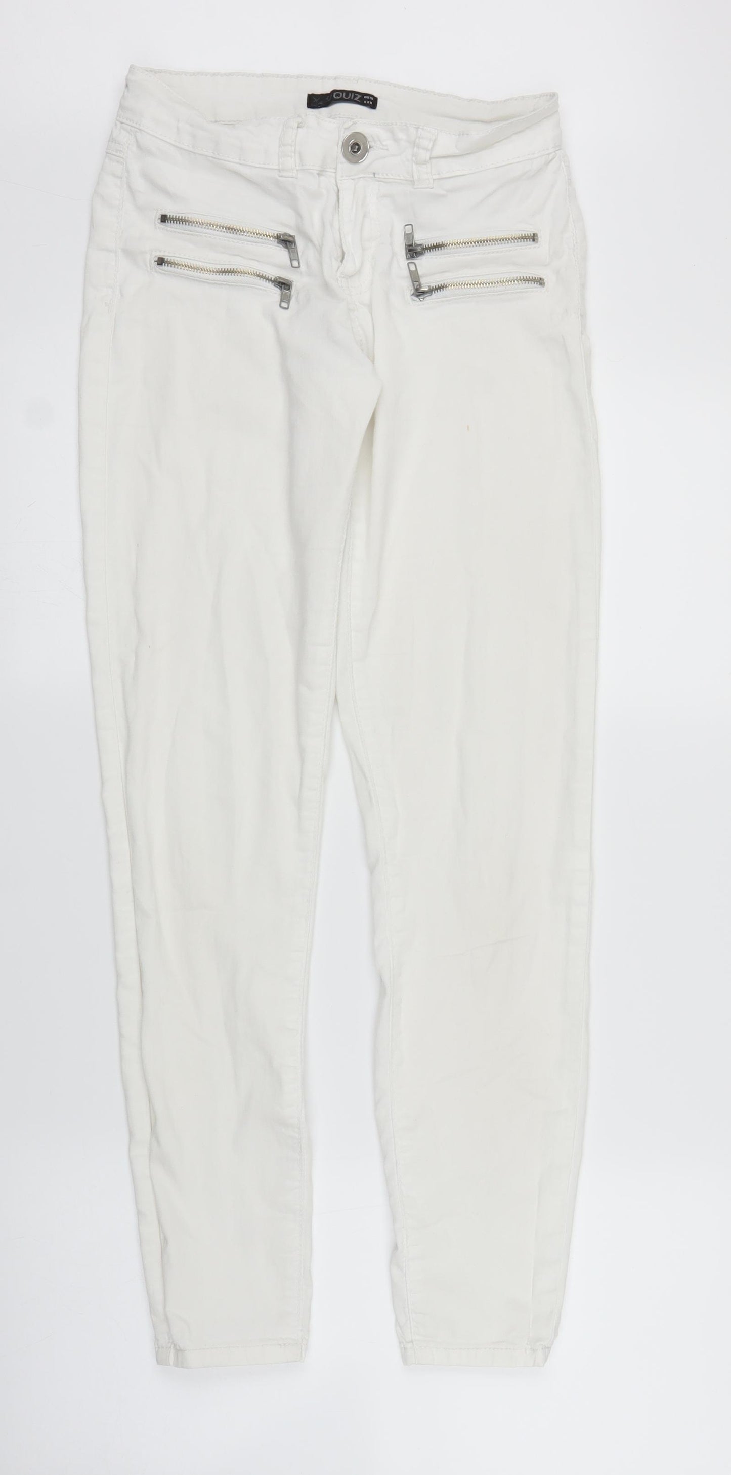 Quiz Womens White  Denim Jegging Jeans Size 10 L27 in