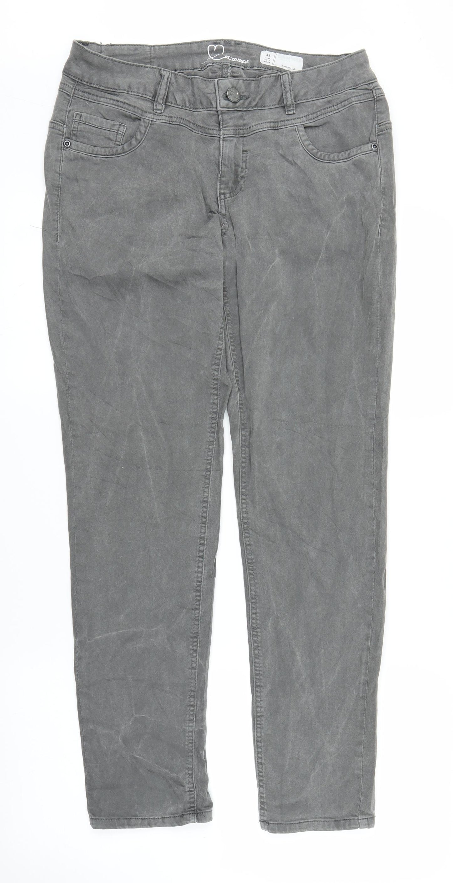 Be Yourself Womens Grey  Denim Straight Jeans Size 16 L28 in
