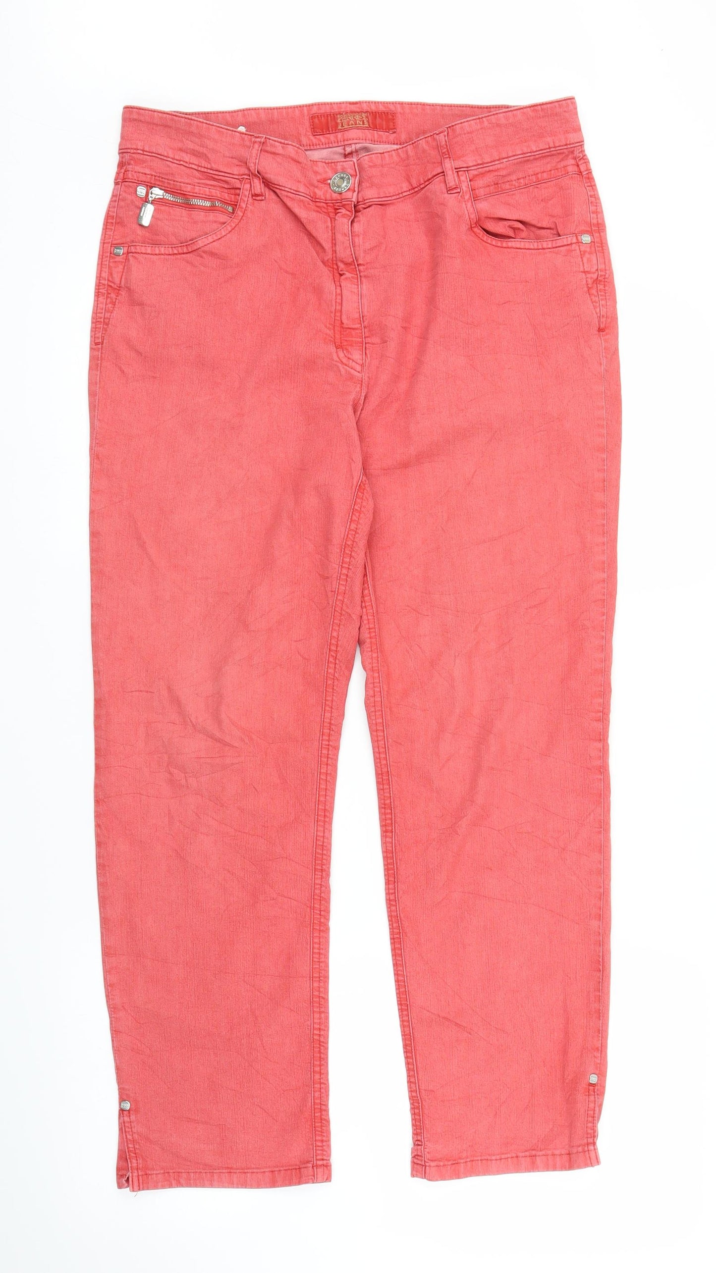 ZERRES Womens Red  Denim Cropped Jeans Size 16 L24 in