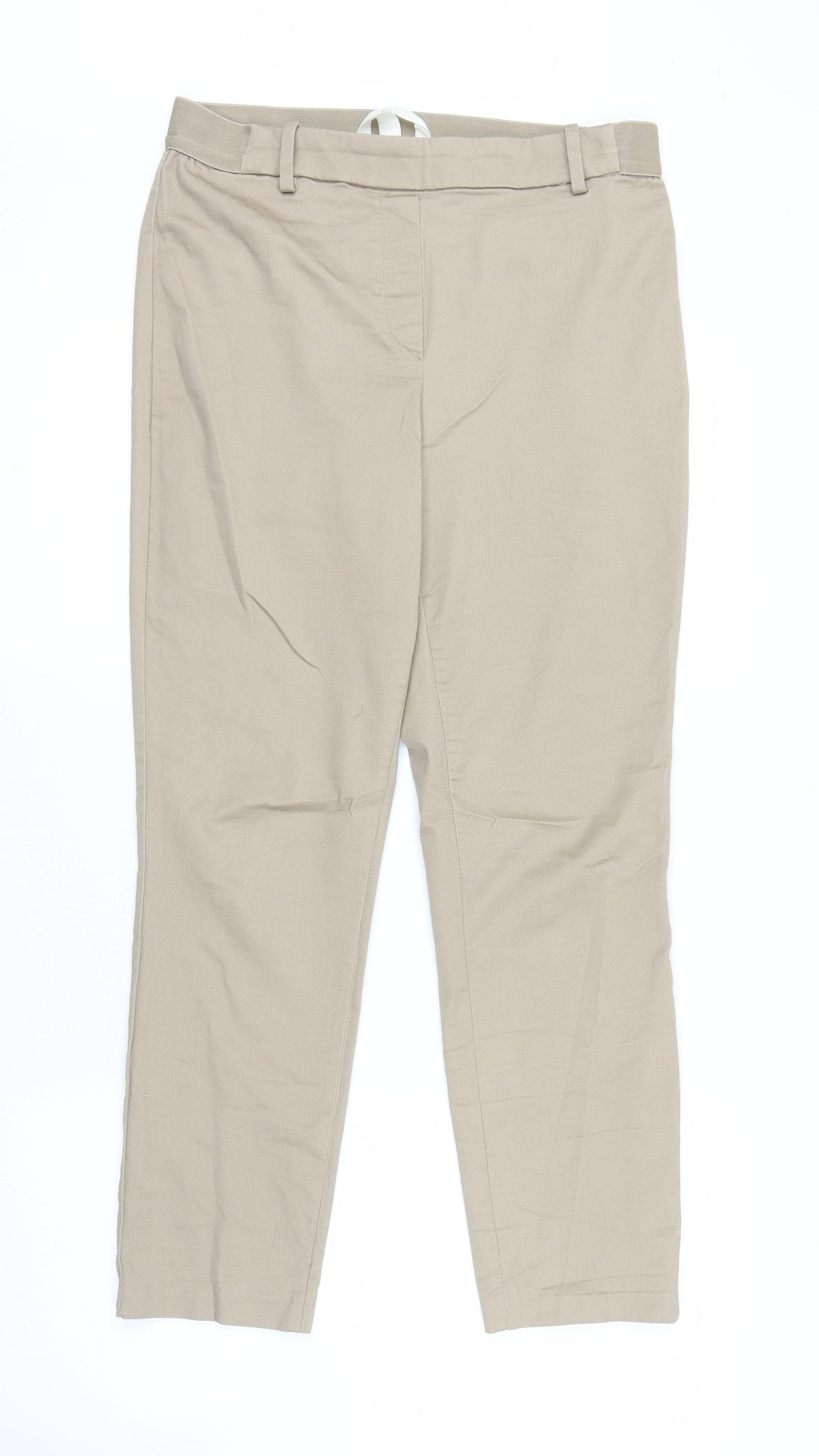 H&M Womens Beige   Capri Trousers Size 14 L25 in