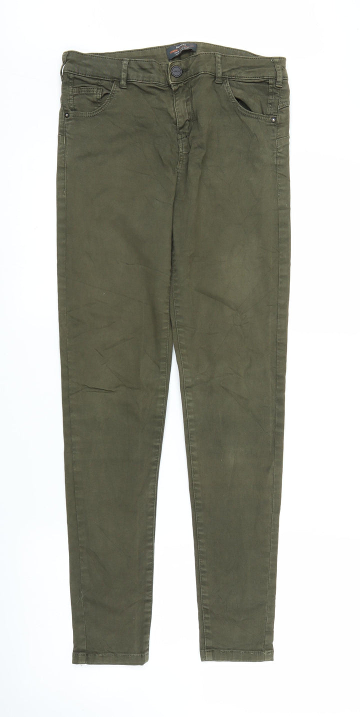 Bershka Womens Green Denim Skinny Jeans Size 8 L28 in