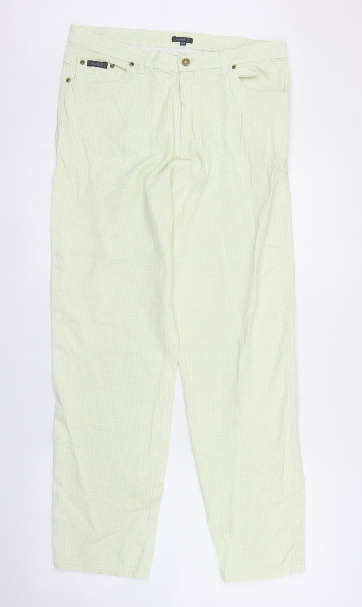 Anne L Womens Green Check Denim Straight Jeans Size 14 L28 in