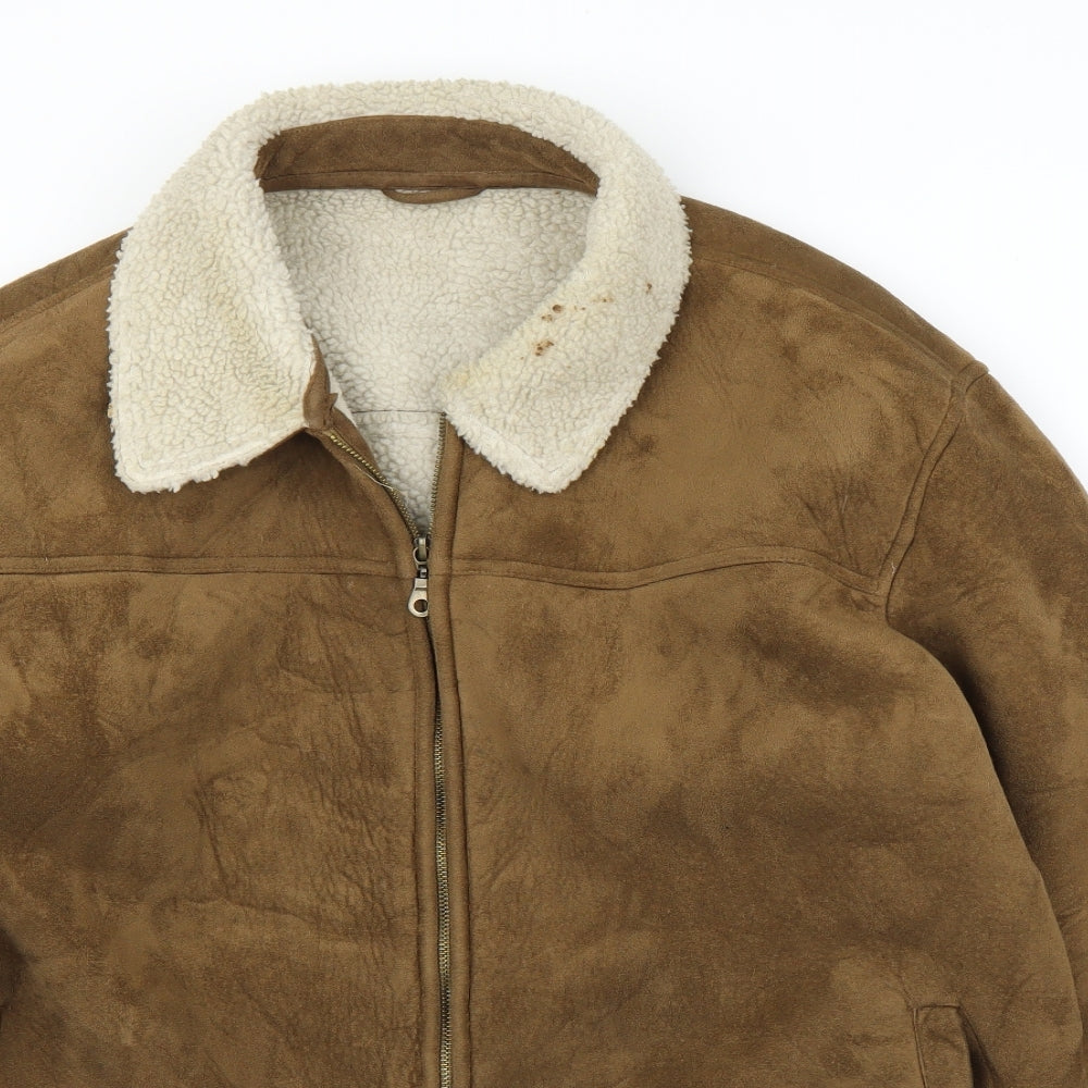 BHS Mens Brown   Motorcycle Jacket Coat Size L