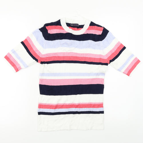 Marks and Spencer  Womens White Striped  Pullover Jumper Size 12