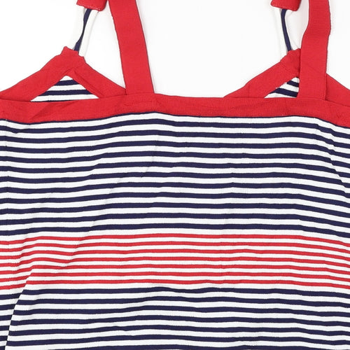 Sky Designs  Womens White Striped  Basic T-Shirt Size S