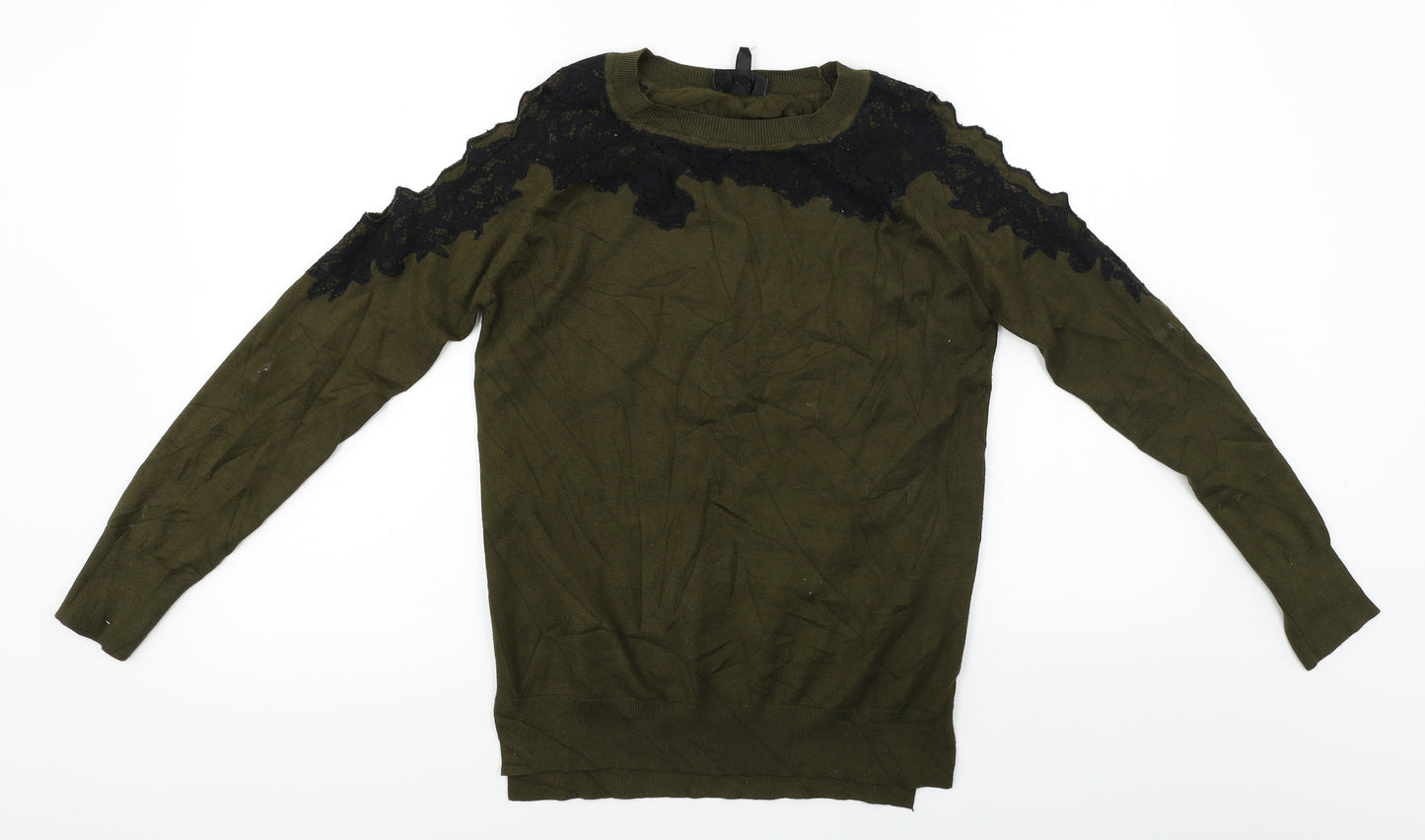 Topshop  Womens Green Floral  Pullover Jumper Size 8