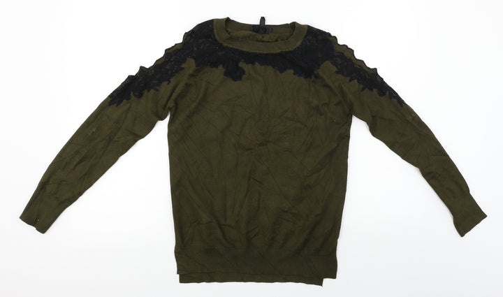 Topshop Womens Green Floral Pullover Jumper Size 8