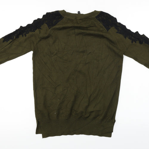 Topshop  Womens Green Floral  Pullover Jumper Size 8
