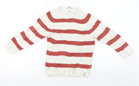 Front view of Zara girls’ white striped jumper, size 7, years