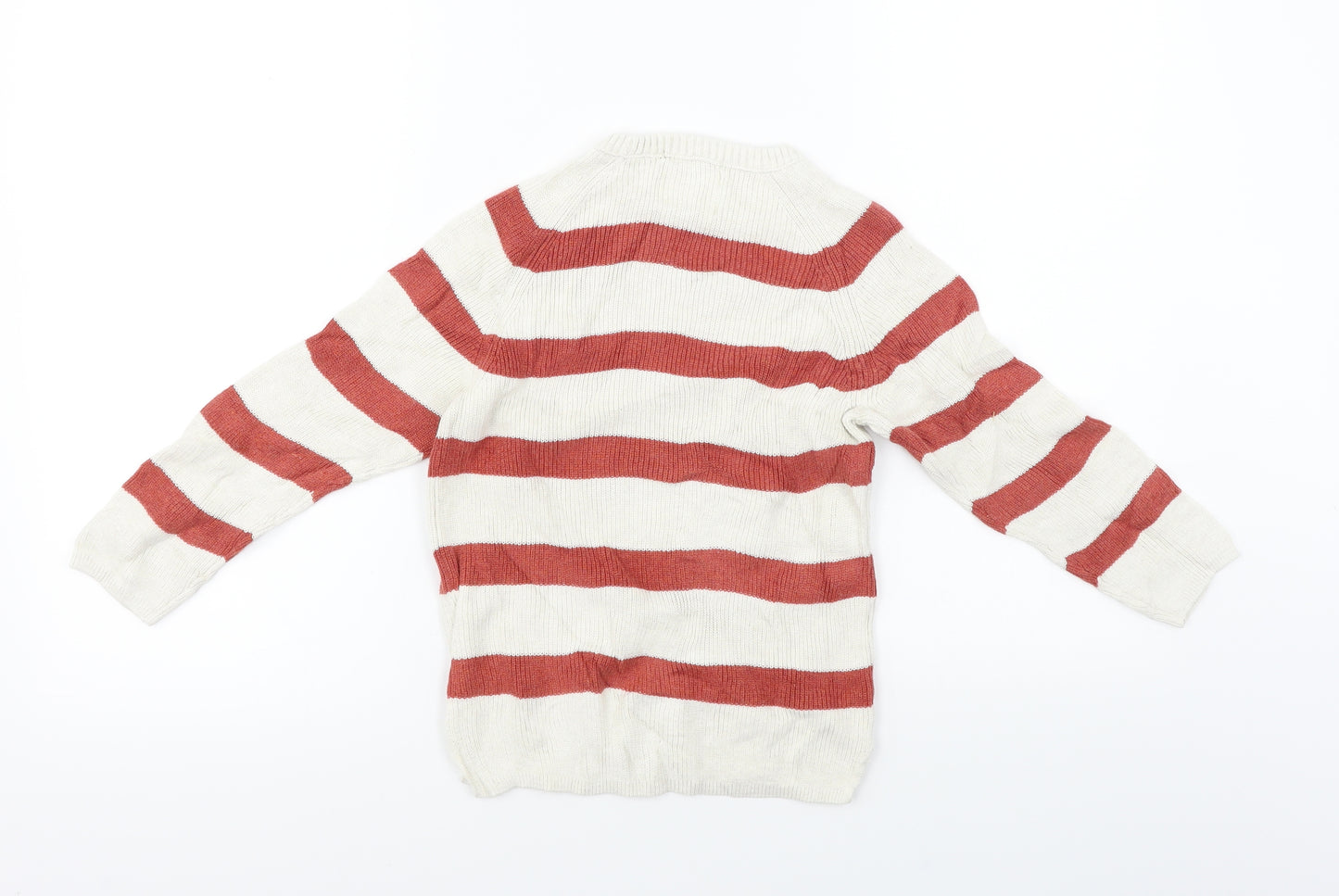 Zara  Girls White Striped  Pullover Jumper Size 7 Years