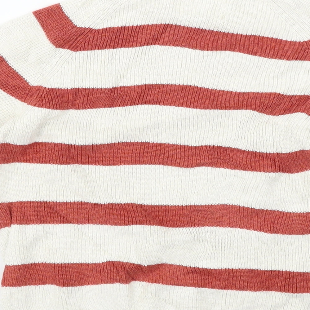 Zara  Girls White Striped  Pullover Jumper Size 7 Years