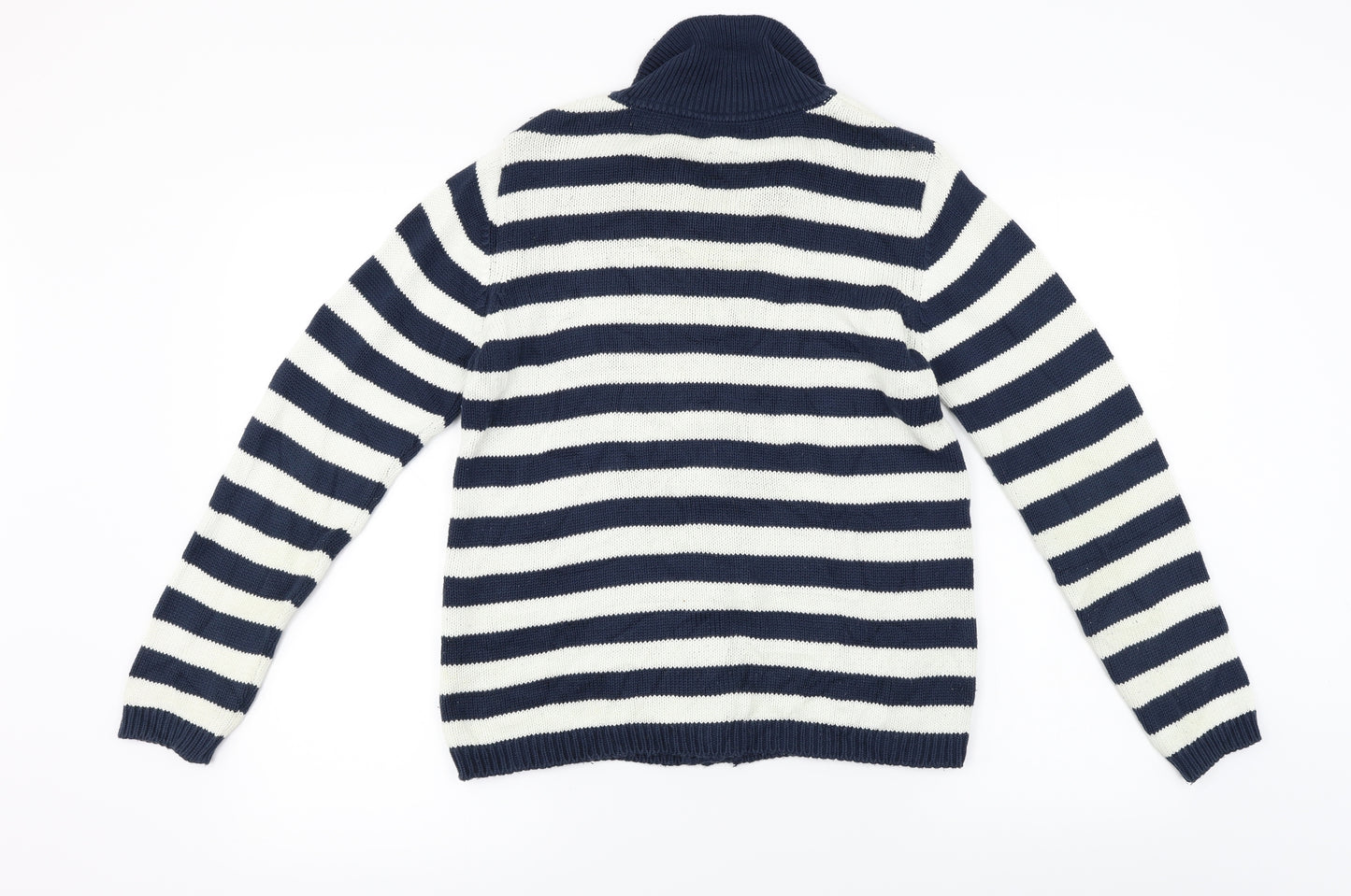 Marks and Spencer  Womens White Striped  Cardigan Jumper Size 12