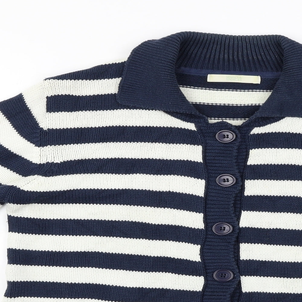 Marks and Spencer  Womens White Striped  Cardigan Jumper Size 12