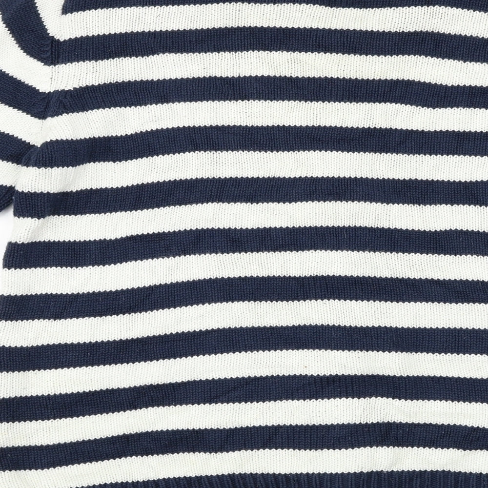 Marks and Spencer  Womens White Striped  Cardigan Jumper Size 12