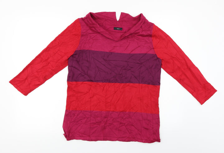 M&Co Womens Red Striped Pullover Jumper Size 14