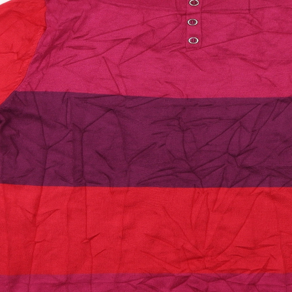 M&Co Womens Red Striped  Pullover Jumper Size 14