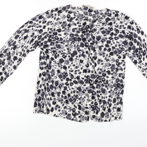 LOFT  Womens White Animal Print  Cardigan Jumper Size M