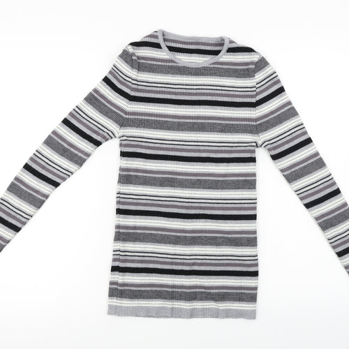 Preworn  Womens Grey Striped  Pullover Jumper Size 12