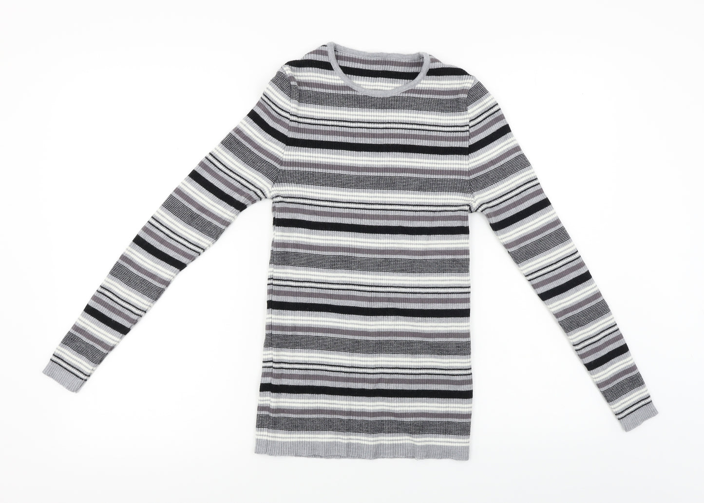 Preworn  Womens Grey Striped  Pullover Jumper Size 12