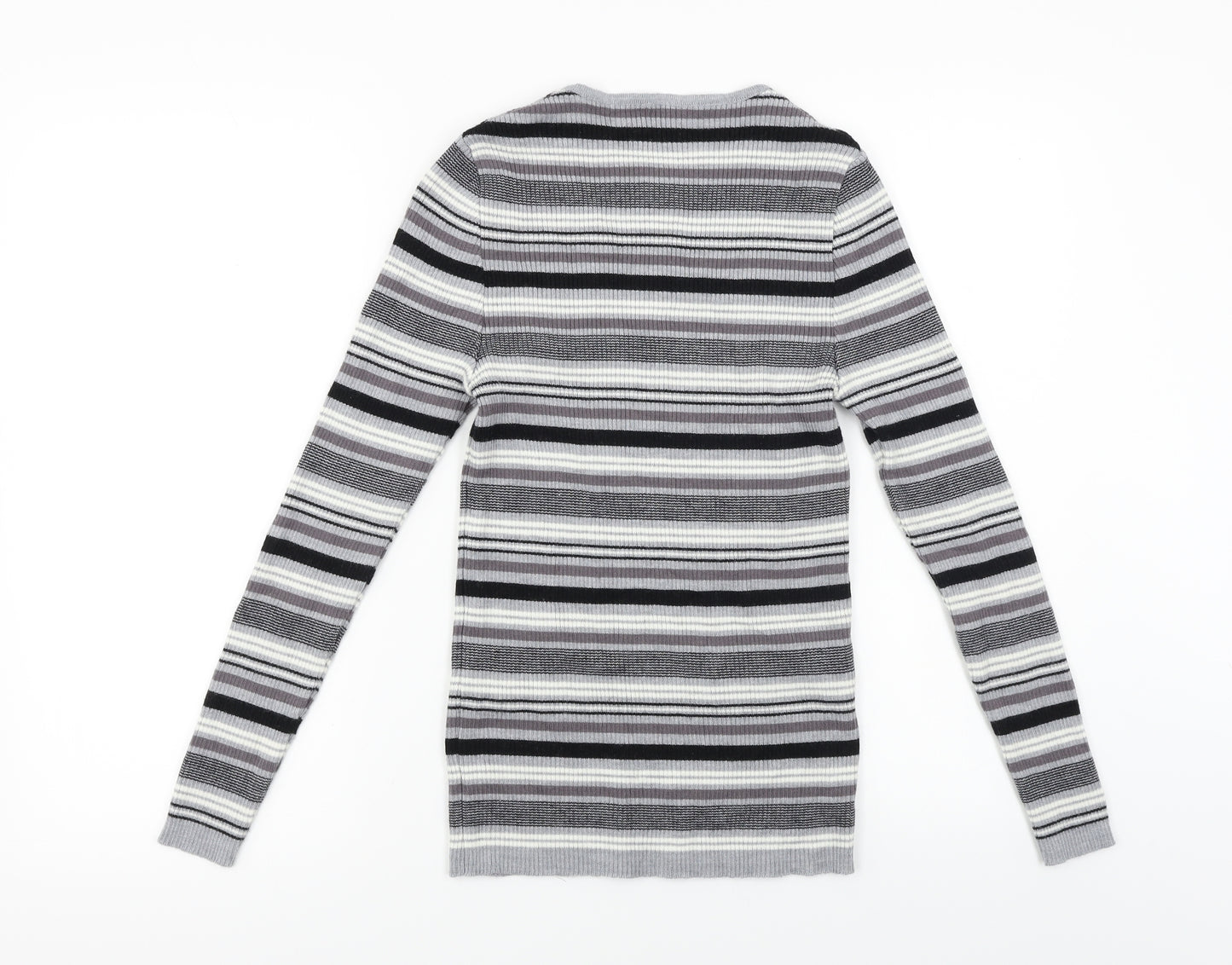 Preworn  Womens Grey Striped  Pullover Jumper Size 12