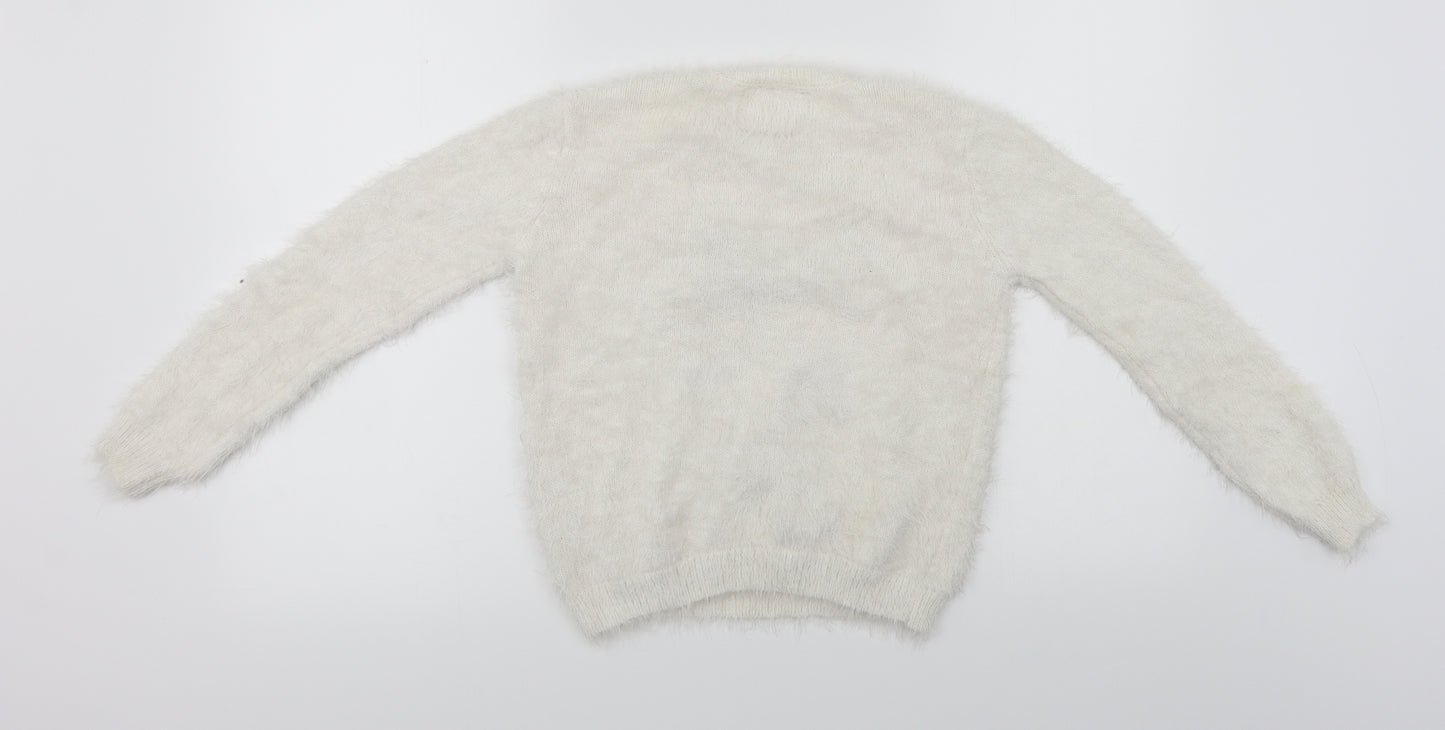 Primark  Girls White   Pullover Jumper Size 11-12 Years  - Christmas Jumper
