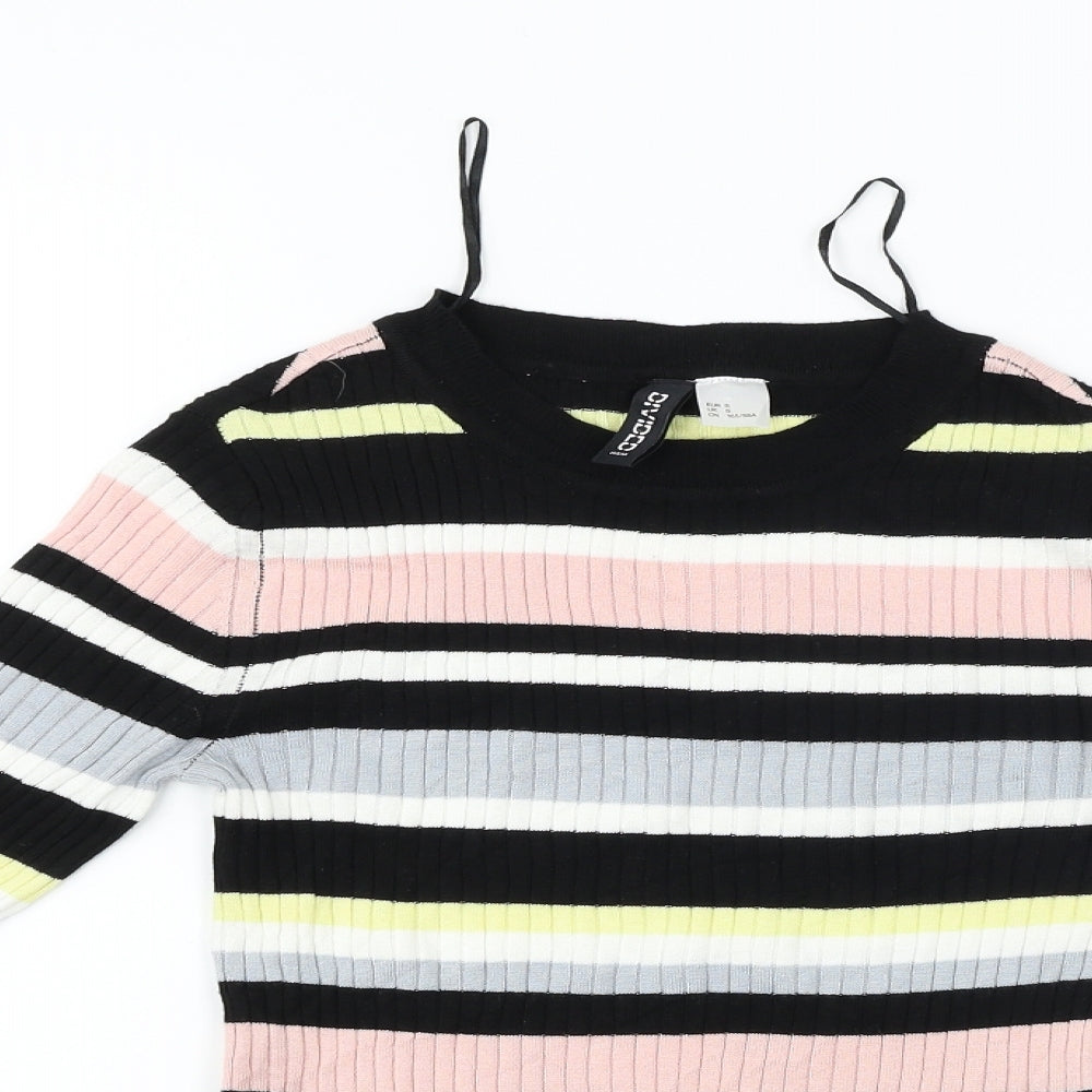 H&M  Womens Black Striped  Pullover Jumper Size S