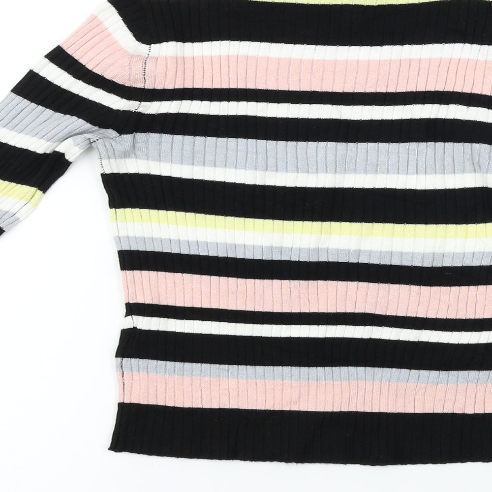 H&M  Womens Black Striped  Pullover Jumper Size S