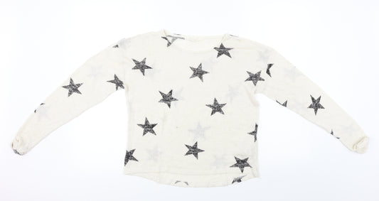 Front view of H&M girls’ beige jumper, size 14, years